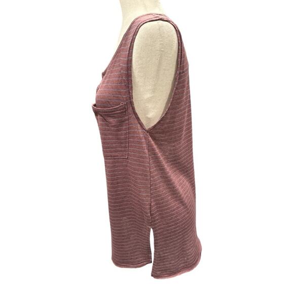 We the Free Oversized Maroon Striped Sleeveless T Shirt XS - Picture 4 of 7